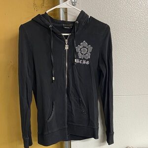 BCBGMaxAzria Black Hoodie with Floral Design